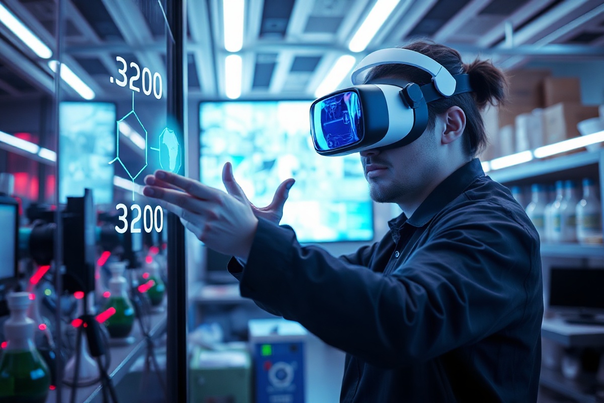 Abstrakte Visualisierung digitaler Trends und Datenströme